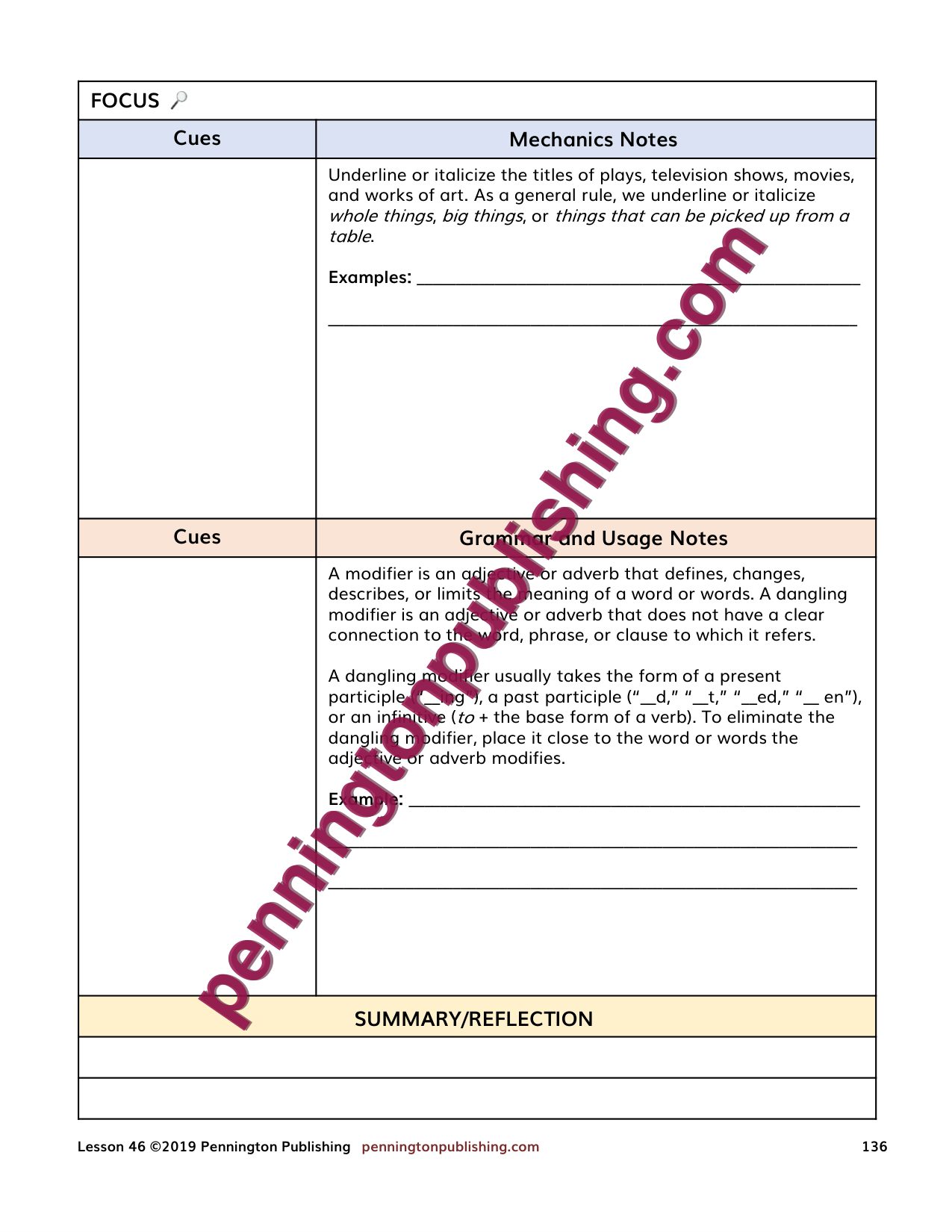 Sample page 6 from Grammar, Usage, and Mechanics Interactive Notebook Grades 4-8