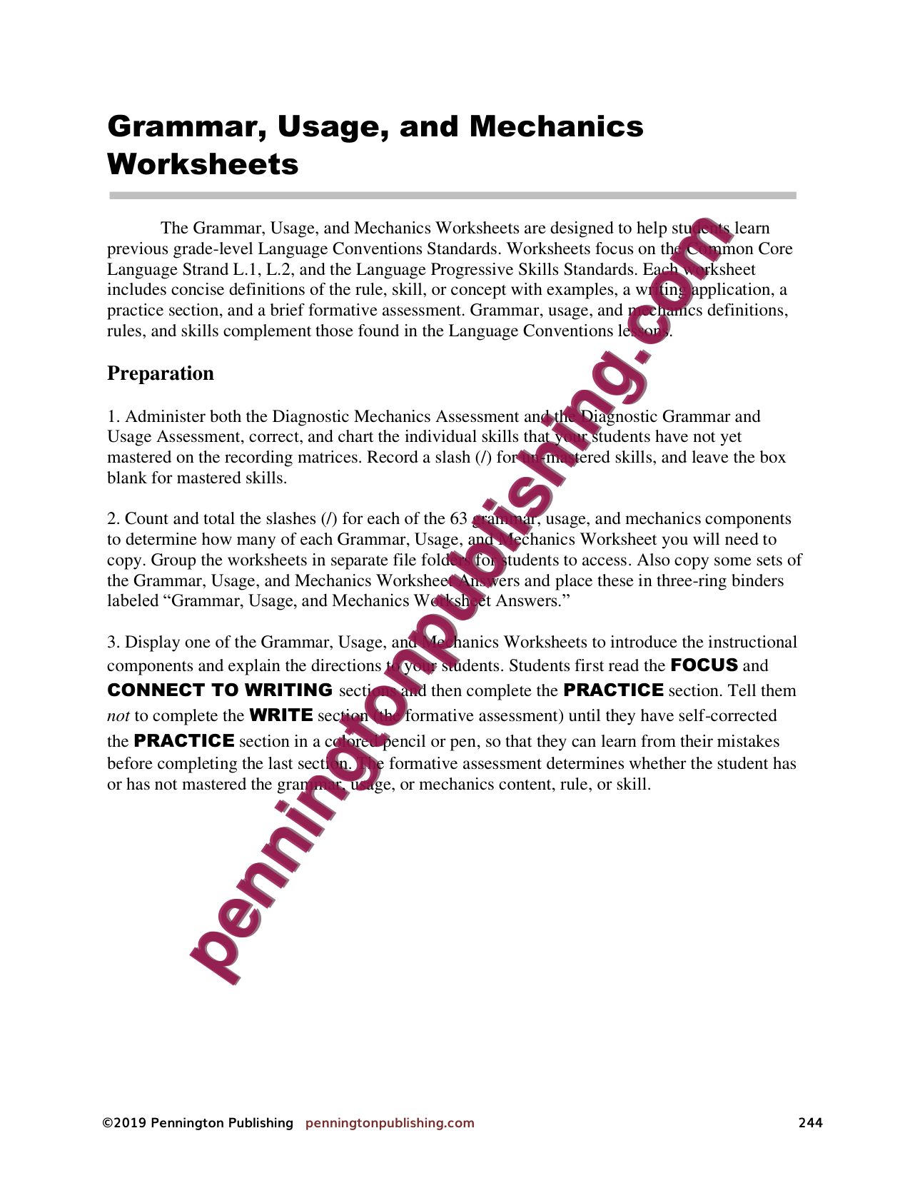 Sample page 7 from Grammar, Usage, and Mechanics Interactive Notebook Grades 4-8