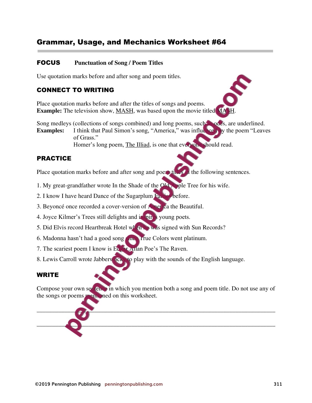Sample page 8 from Grammar, Usage, and Mechanics Interactive Notebook Grades 4-8