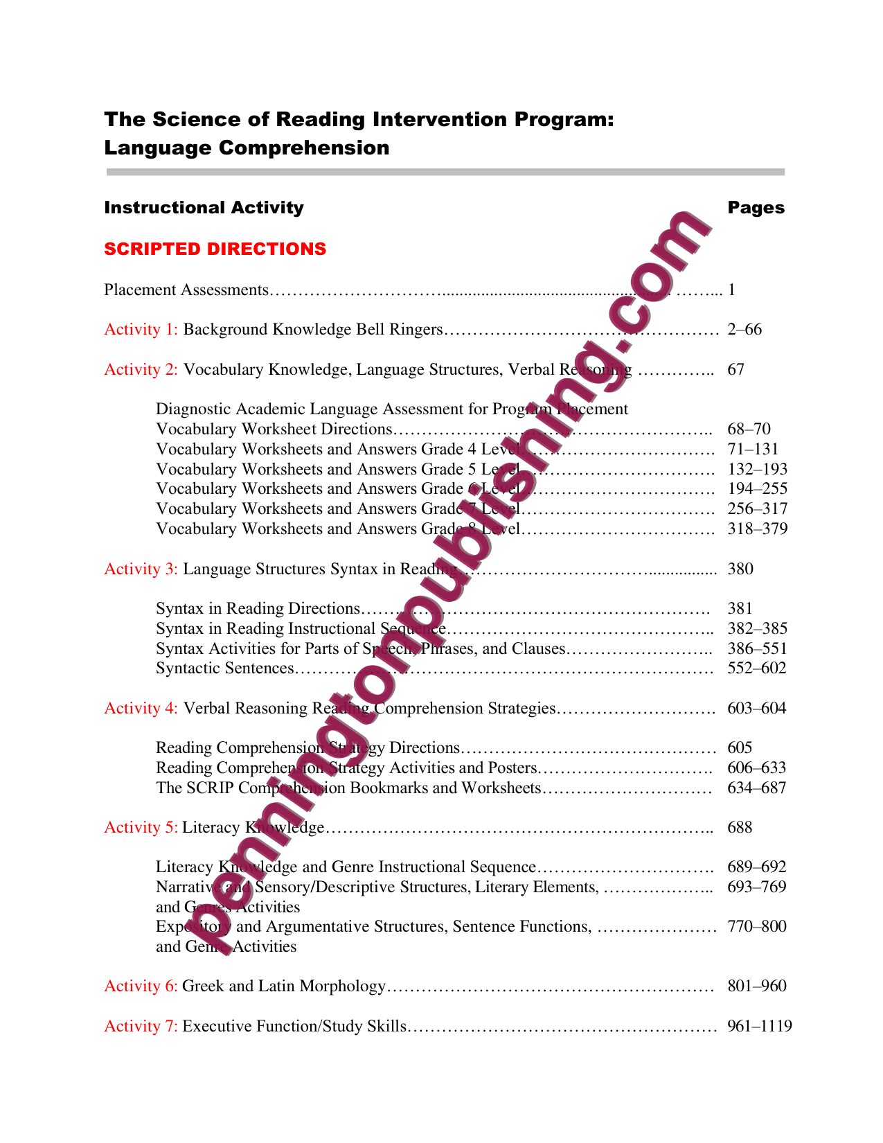 Sample page 1 from The Science of Reading Intervention Program: Language Comprehension Lessons and Worksheets